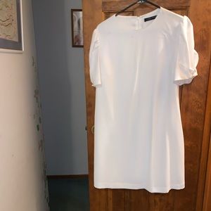 Zara White Dress Pearl Sleeves Mini M